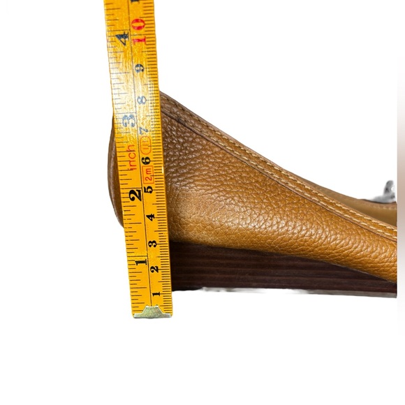 Tory Burch Tan Leather Amanda Open Toe Demi Wedge Sandals Size 7M - Picture 9 of 9